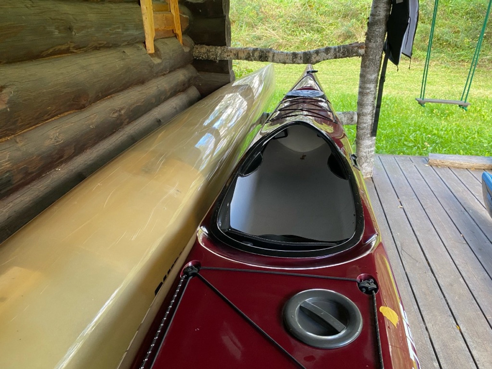Beltes wide touring kayak used — deck and cockpit